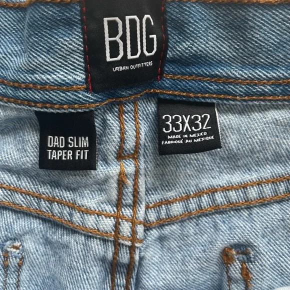 Urban Outfitters BDG Dad Slim Taper Fit Jean Medium Wash Patchwork Denim 33 - Picture 7 of 16